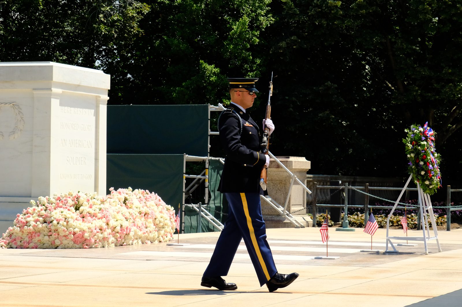 Sentinel guarding the Tomb of the Unknown Soldier on Memorial Day at Arlington Cemetery
