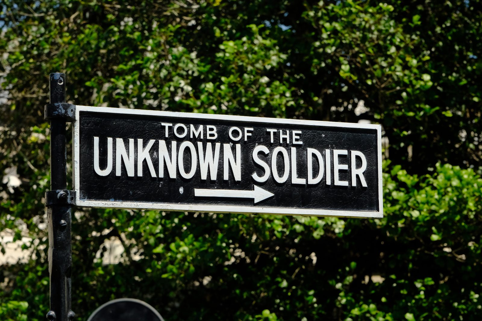 Tomb of the Unknown Soldier sign at Arlington National Cemetery